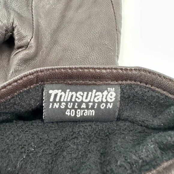 Thinsulate Gloves Chocolate Brown Leather Lined Insulated Winter Large Gloves - Picture 5 of 8